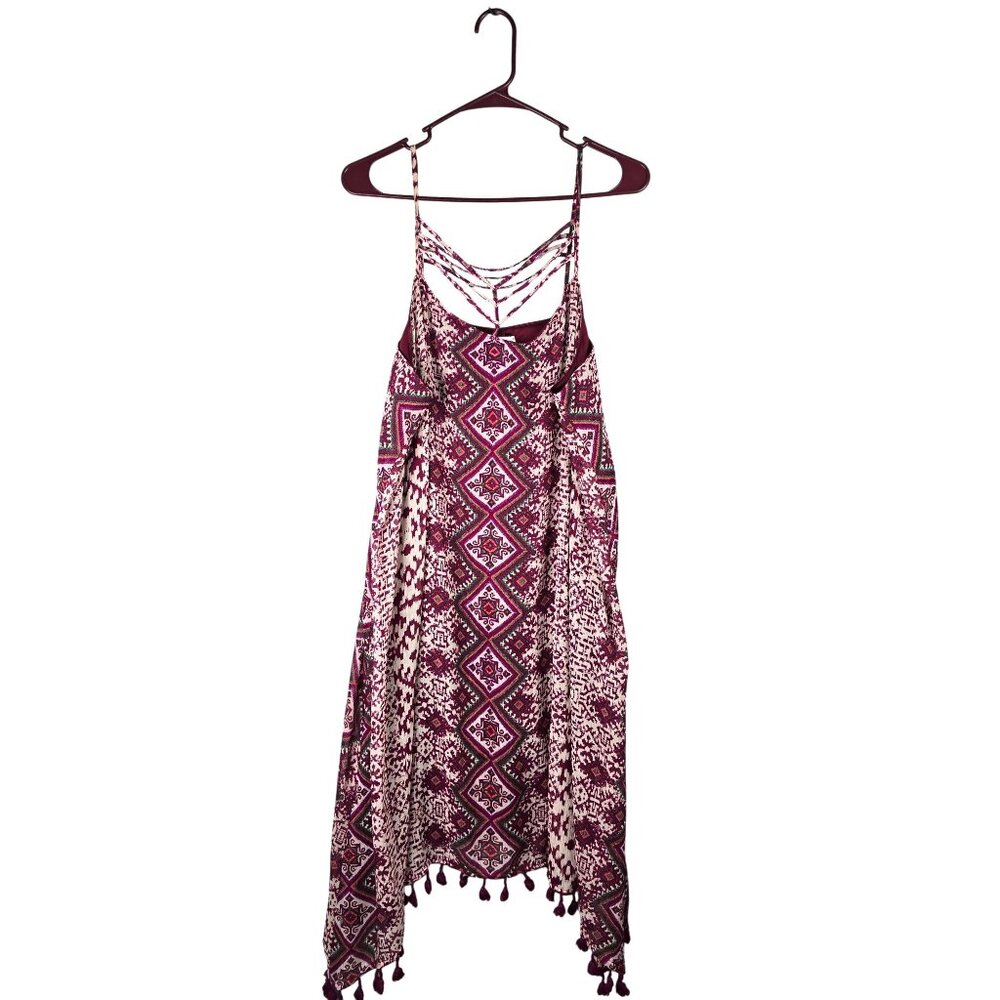 Maurices Women's Summer Tank Tassel Hem Burgundy Dress Size 18/20